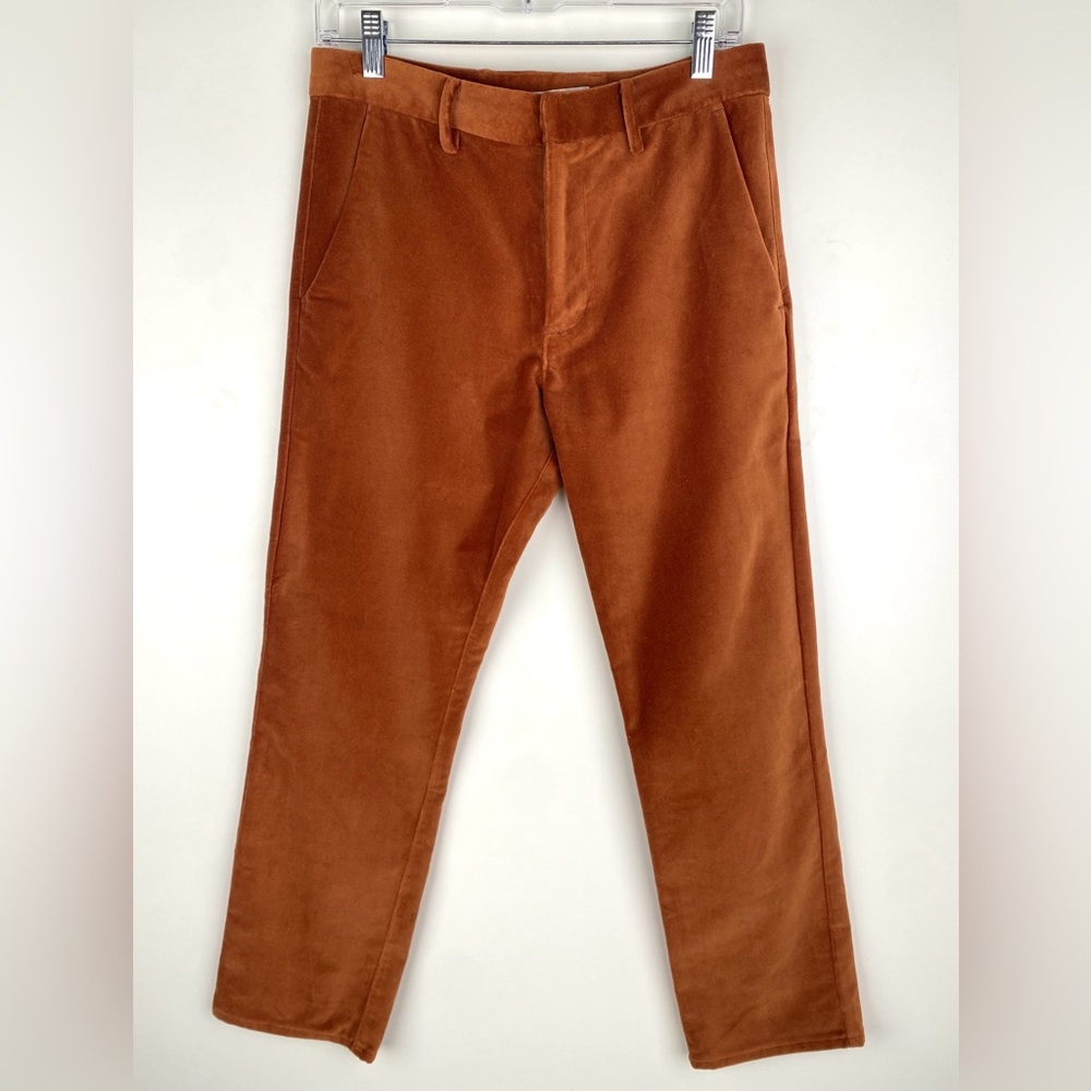 Erica Tanov Hudson Cotton Velvet Pant Sz 27 Cinnamon